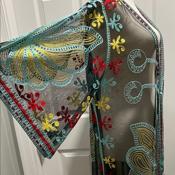 Embroidered Sheer Robe - Picture 3 of 5